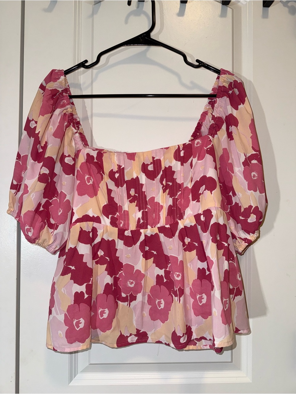 Jacquie The Label | Pink Floral Puff Sleeve Blouse | Anthropologie | Size L
